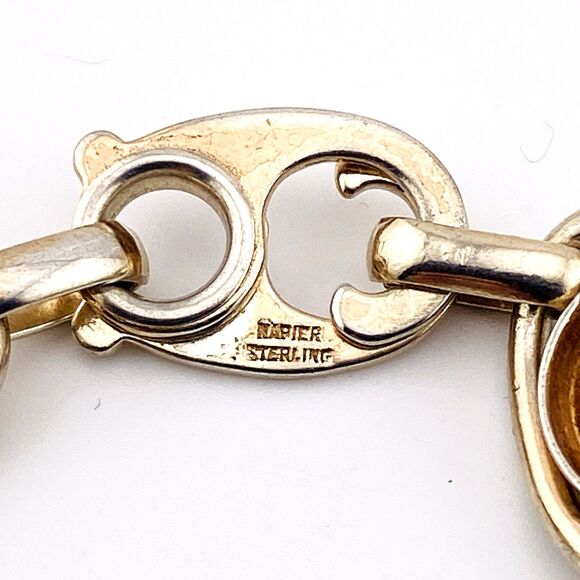 Napier Sterling Silver Vermeil Tulip Link Bracelet Heavy 32 Grs Nordic Inspired - Picture 7 of 7